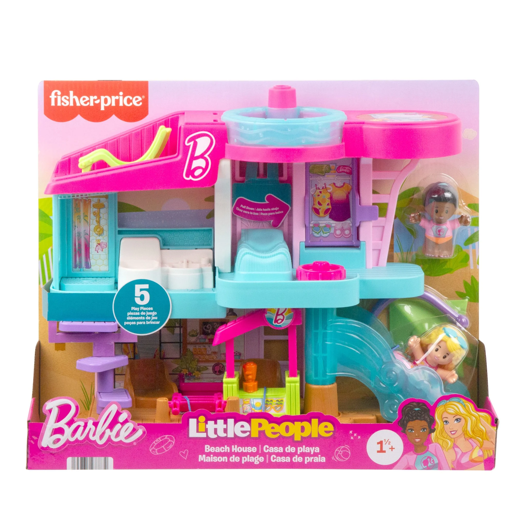 Fisher-Price-Coffret Maison De Plage Barbie Little People-2 Figurines - Imagen 6