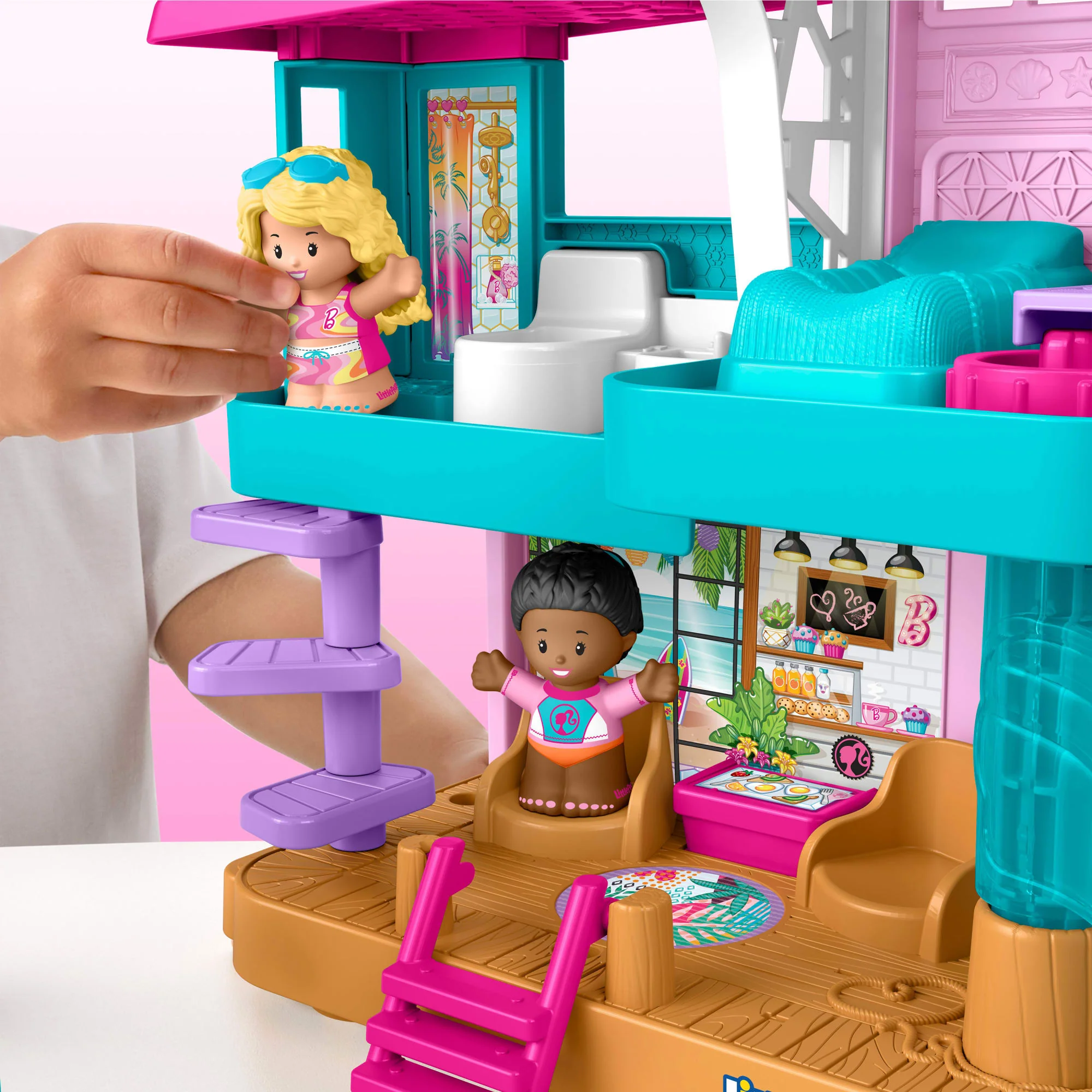 Fisher-Price-Coffret Maison De Plage Barbie Little People-2 Figurines - Imagen 4