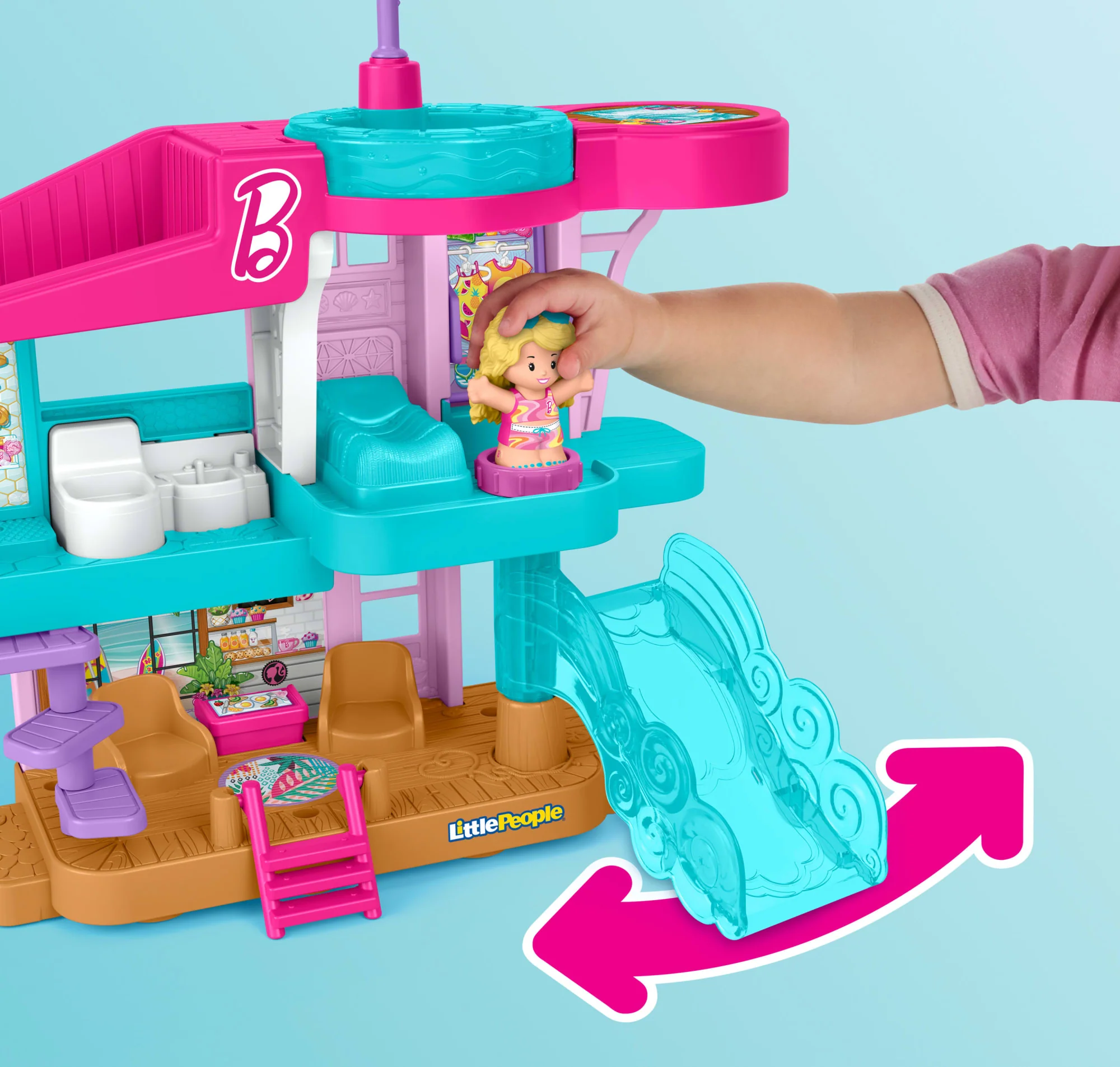 Fisher-Price-Coffret Maison De Plage Barbie Little People-2 Figurines - Imagen 3