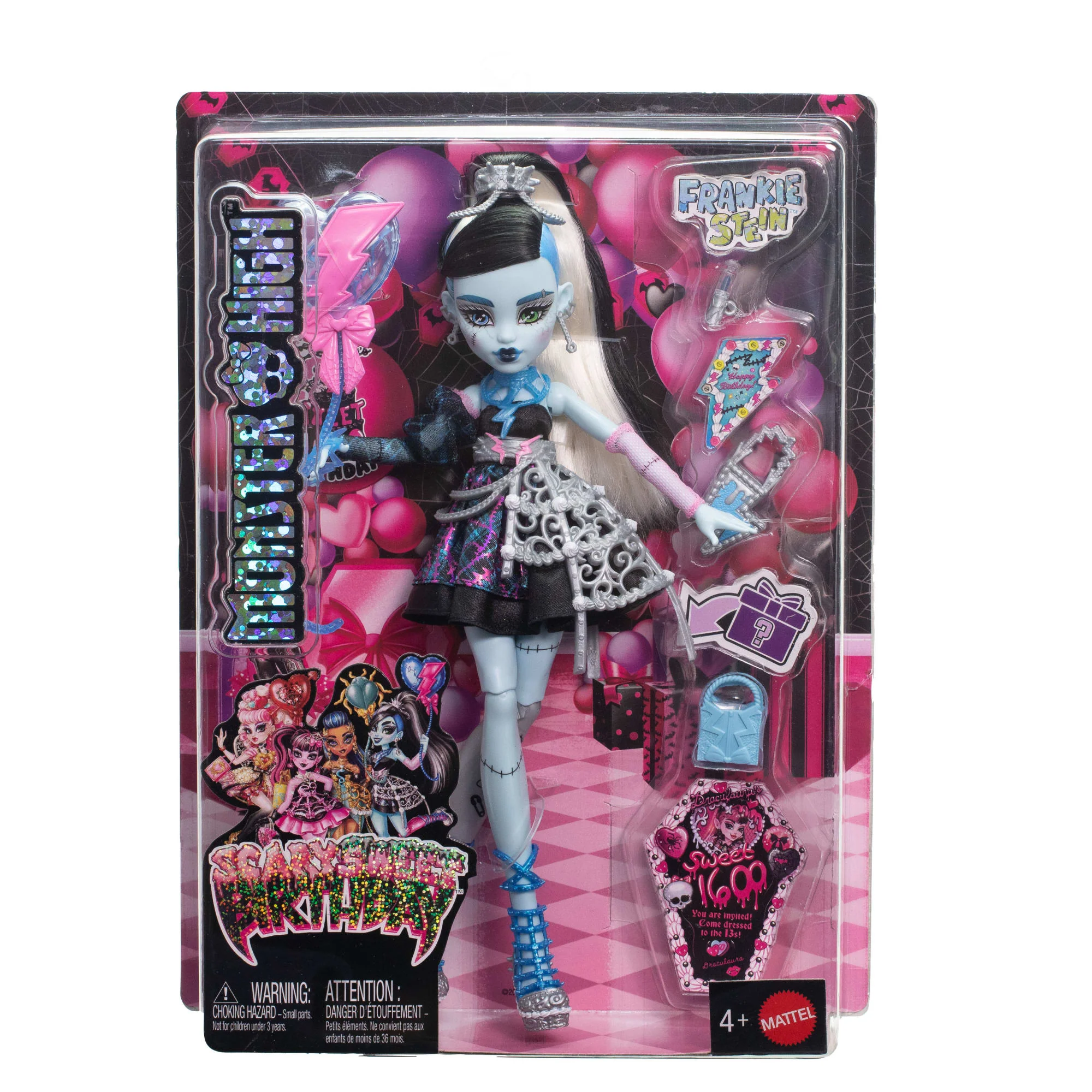Monster High Scary Sweet Birthday, Bambola Frankie Stein in Abito Da Party Con Palloncino E Regalo - Imagen 6